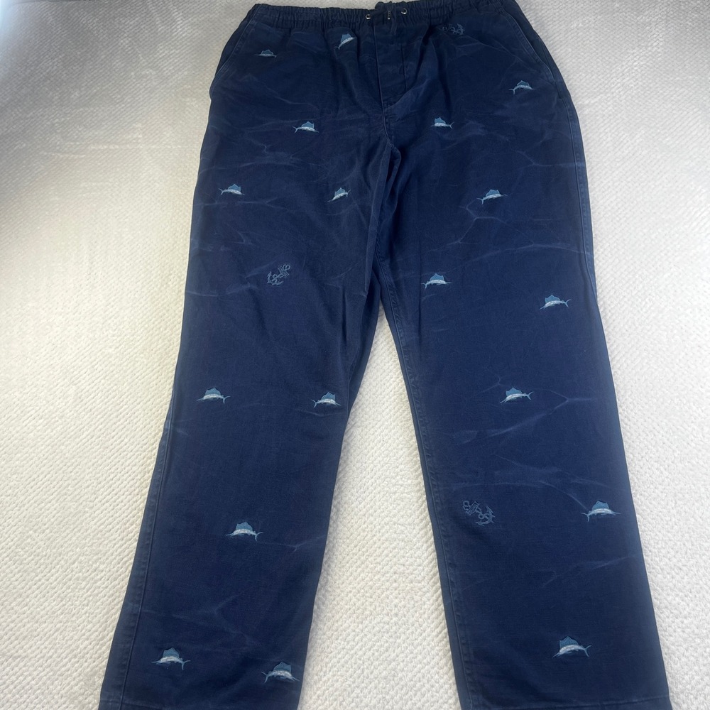 Polo Ralph Lauren Mens XXL Navy Blue Marlin Anchor Embroidered Chino Pants XXL - Picture 2 of 11